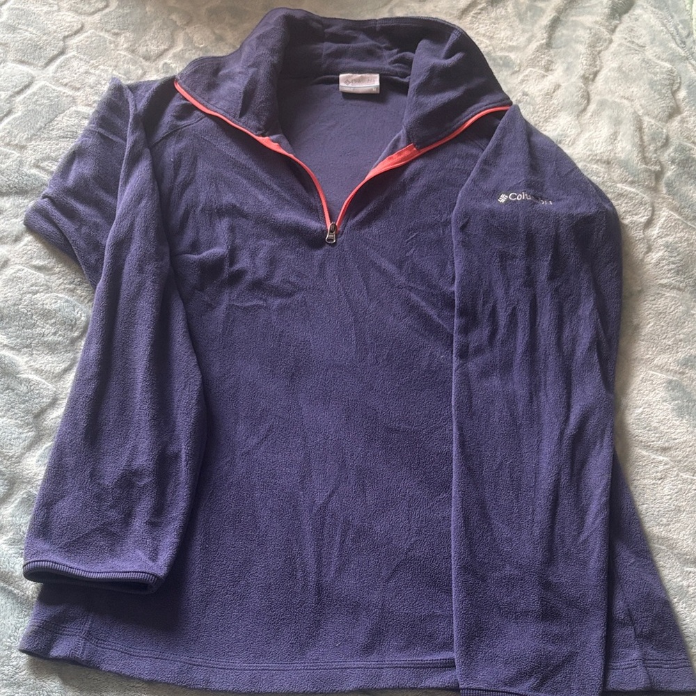 Columbia Navy Half-Zip Fleece with pink Accent